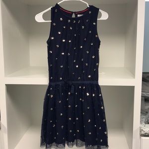 Mini Borden navy blue tulle sequin dress